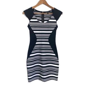 Express Black & White Striped Sheath Dress Sz 0